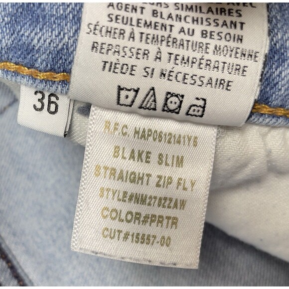 Hudson Blake Slim Straight Zip Fly Jeans Men's W36 L33 Stretch Light Blue Denim - Picture 7 of 10